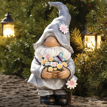 Spring Flowers Gnome Statue