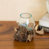 Blown Glass Vase On Chinaberry Wood