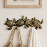 Sea Turtle 4-Hook Rack | Cast Iron