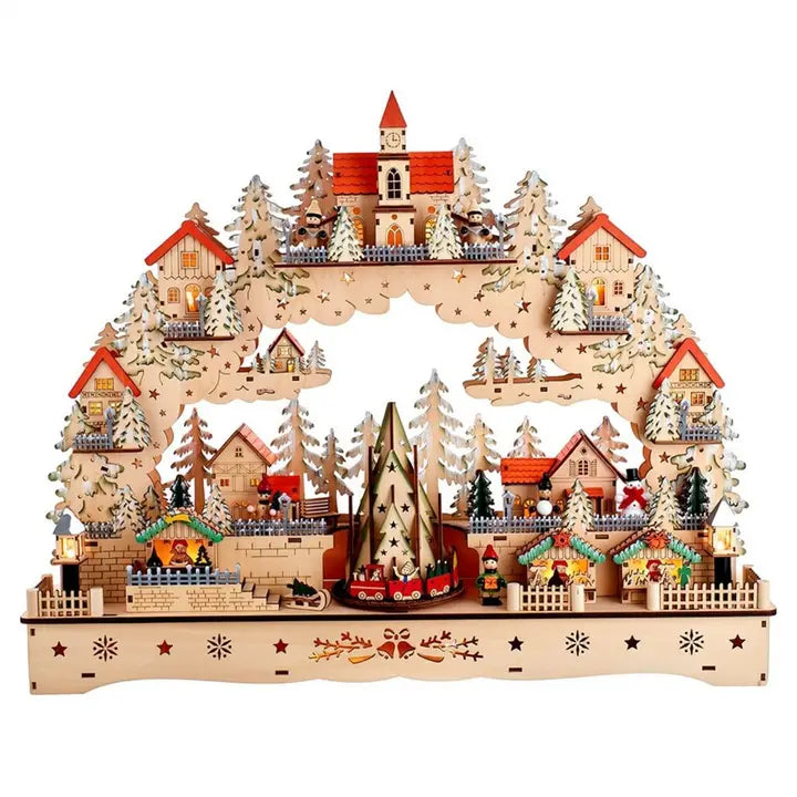 Led Musical Xmas Village W/Motion | 18.5"