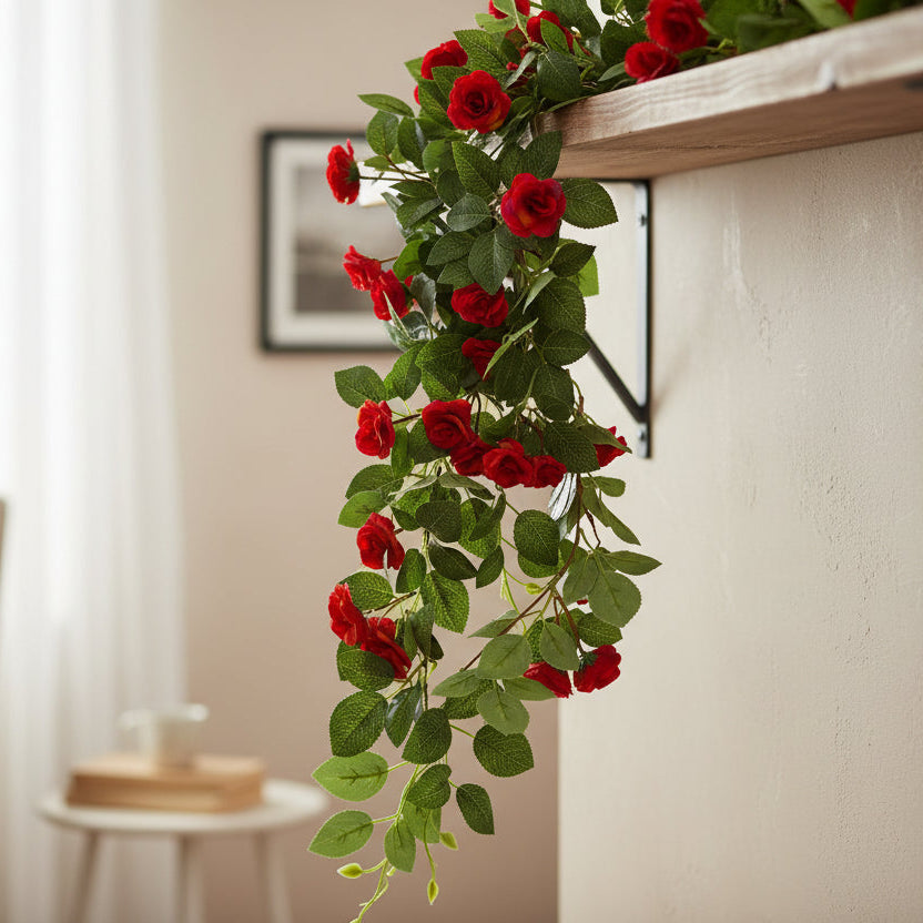 Mini Hanging Rose Vine 34" - Red