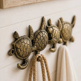 Sea Turtle 4-Hook Rack | Cast Iron