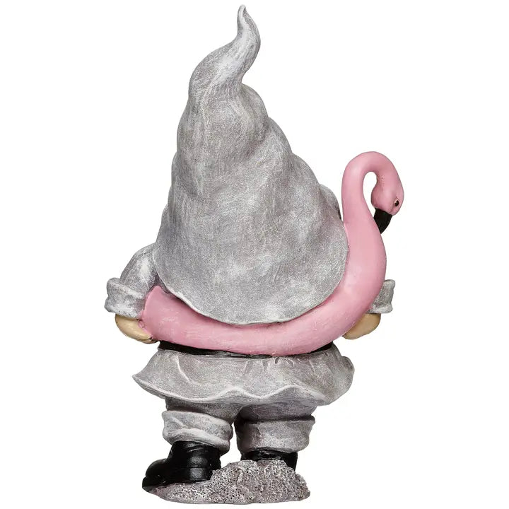 Summer Gnome with Flamingo Floaty Statue