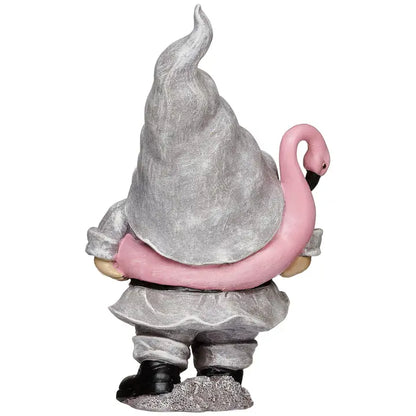 Summer Gnome with Flamingo Floaty Statue