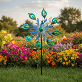 19" Peacock Burst Solar Wind Spinner