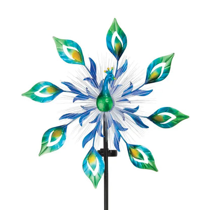 19" Peacock Burst Solar Wind Spinner
