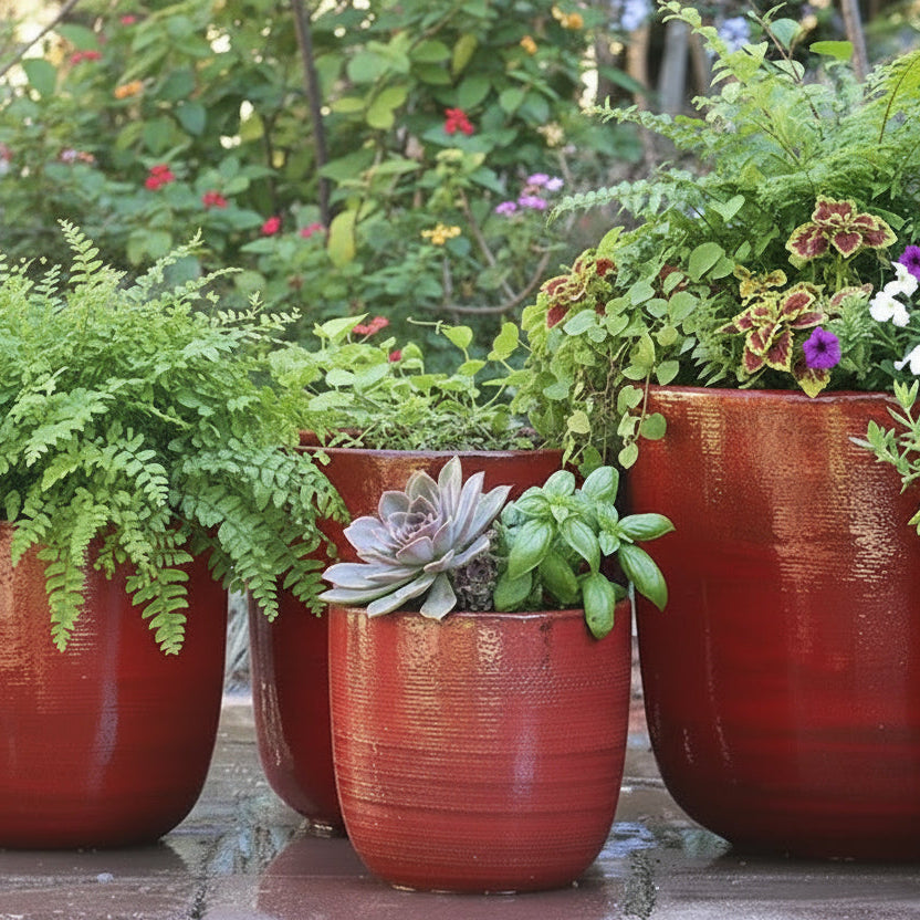 Good Earth Bucket Planter | Tropical Red