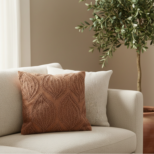 Stonewash Terracotta Leaf Pillow