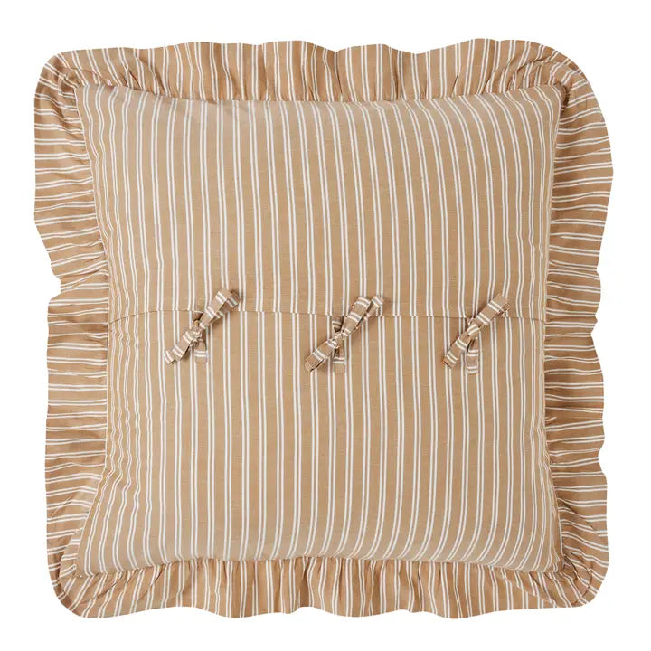 Golden Wheat Stripe Ruffled Euro Sham | 26x26
