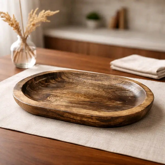 Dark Wood Oval Tray