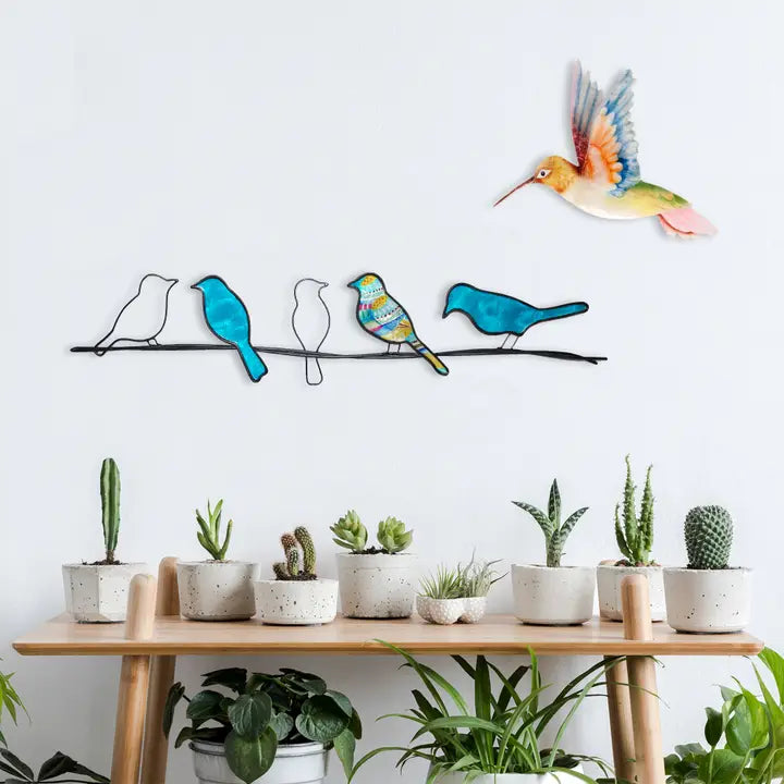 Birds On A Wire Wall Decor | Capiz & Metal
