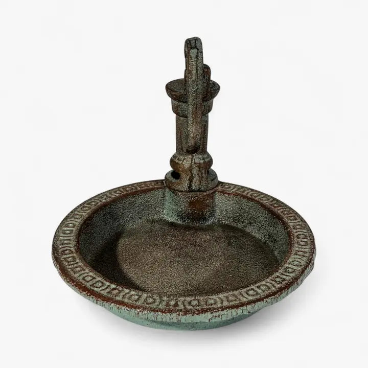 Rustic Cast Iron Water Pump Bird Bath