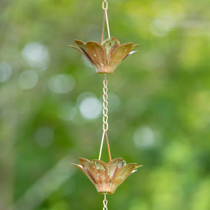 76" Long Iron Rain Chain with Daisies