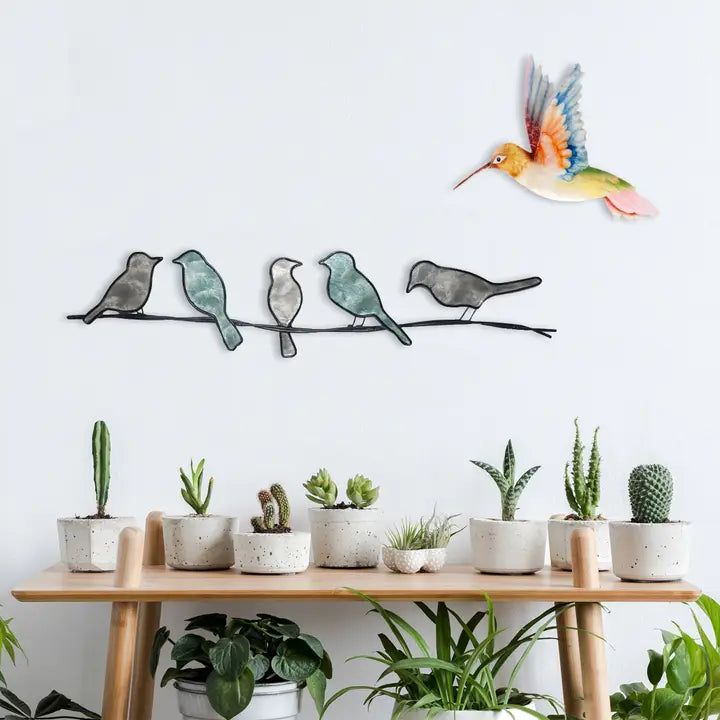 Birds On A Wire Wall Decor | Capiz & Metal