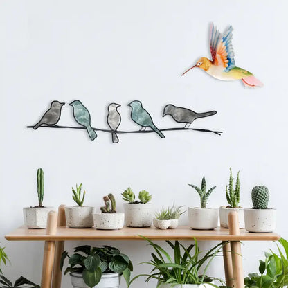 Birds On A Wire Wall Decor | Capiz & Metal