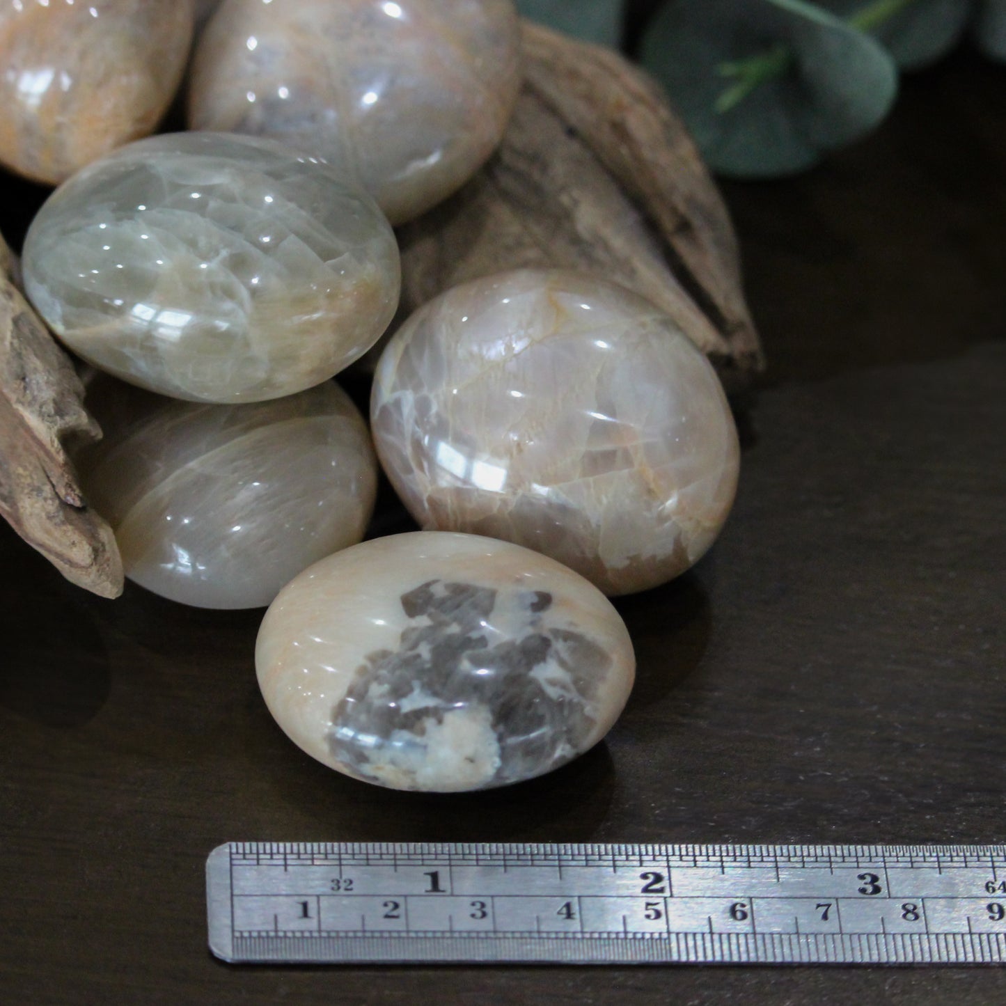 Peach Moonstone Palm Stone