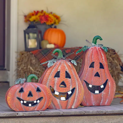 Metal Jack-O-Lantern Decorations- 3PC/Set