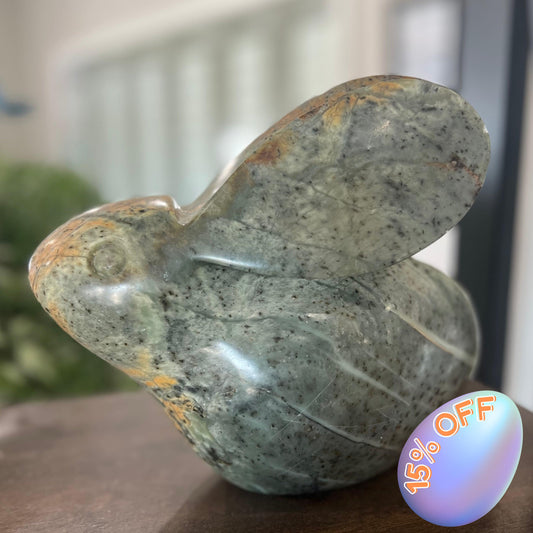 Hand Carved Green Serpentine Stone Rabbit