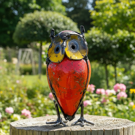 Small Recycled Colorful Metal Owl
