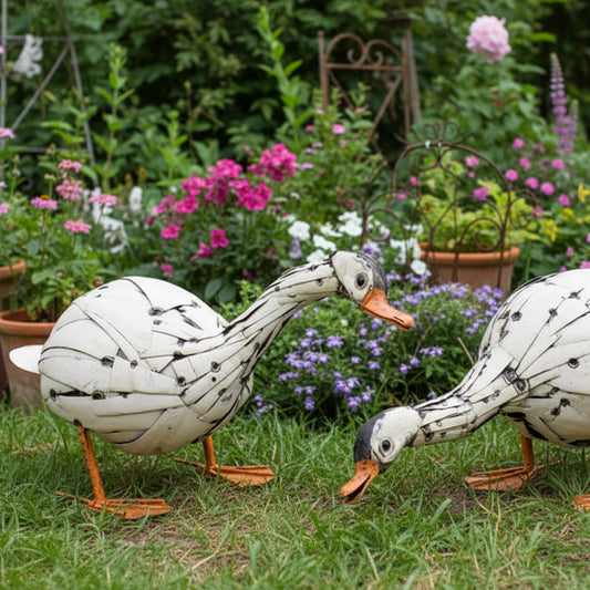 Curious Goose Recycled Metal Sculpture