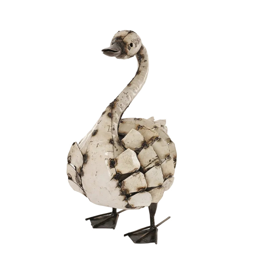 Feathered Swan Recycled Metal Sculpture