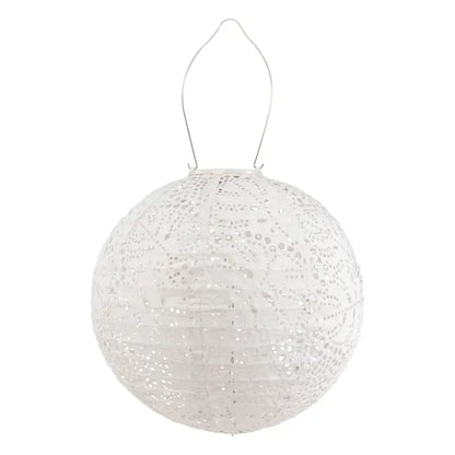 Stella Monstera 12" Globe Solar Lantern - Porcelain