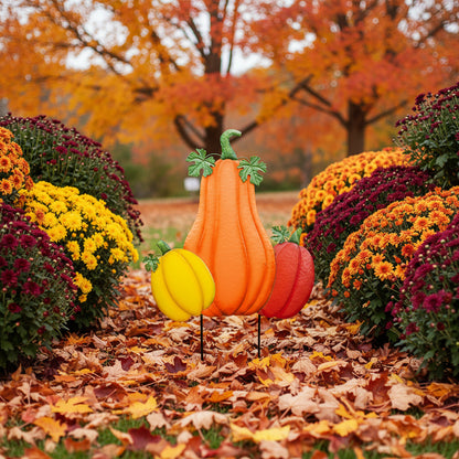 Triple Pumpkin Metal Stake