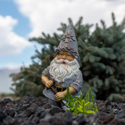 Gnome with Shovel Pebble Statue