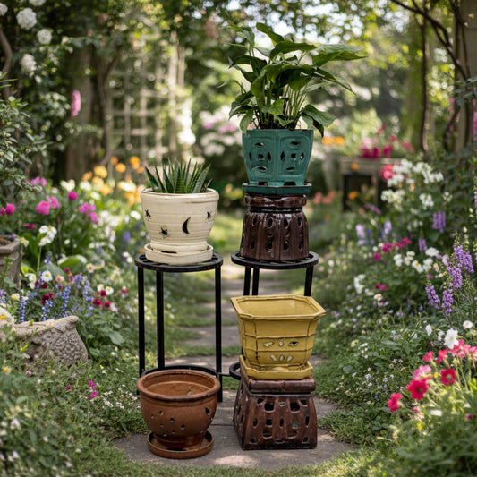 7" Orchid Pot with Attached Saucer