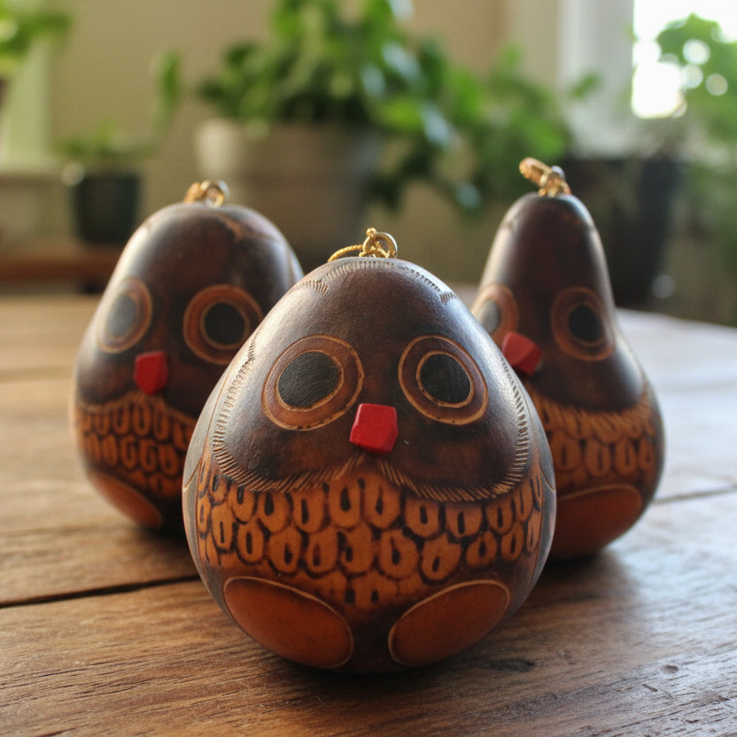 Owl Mini Gourd Ornaments