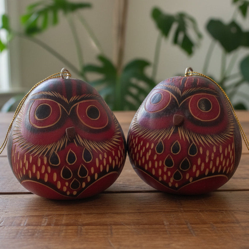 Owl Mini Gourd Ornaments