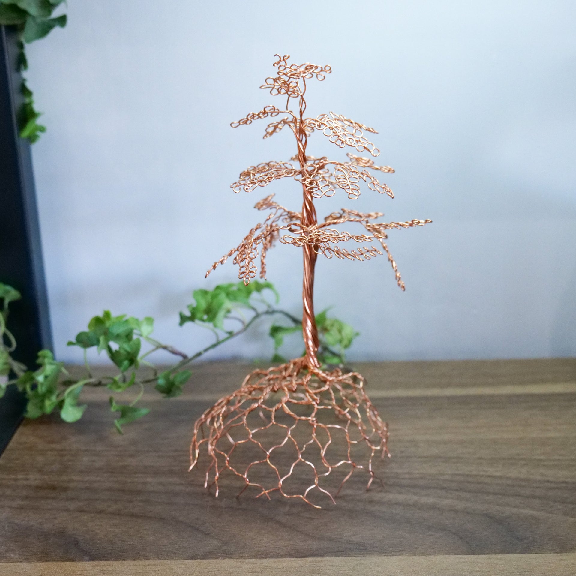 Copper Wire Bonsai Tree Sculpture on Petrified Wood Small – Elysian Workshop