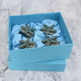 Pewter Jeweled Napkin Rings - Set of 4