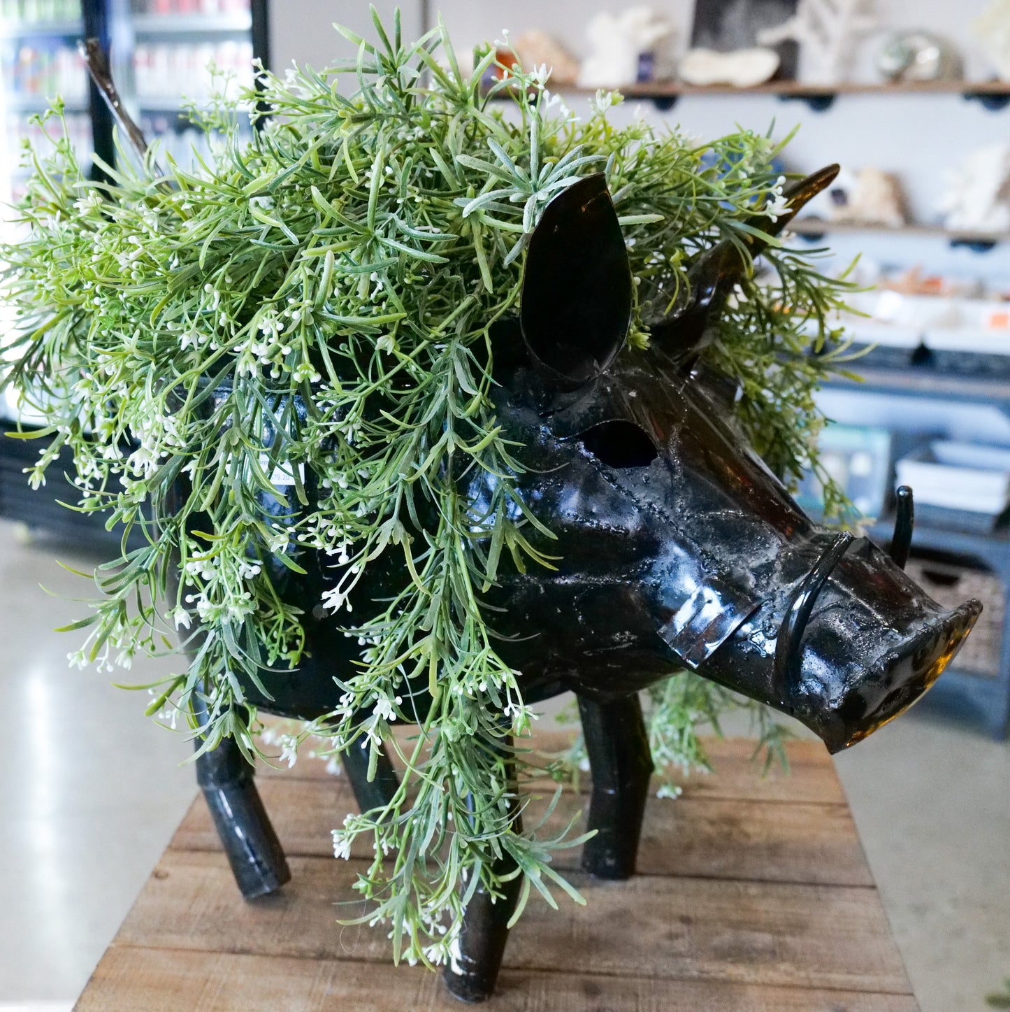 Zimbabwean Recycled Cook Pot Wart Hog Planters