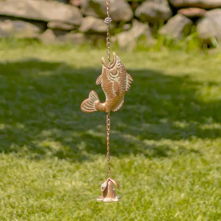 98" L. Iron Rain Chain w/ Jumping Fish in Copper