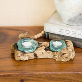 Recycled Melted Glass Candle Holders On Coffee Tree Roots