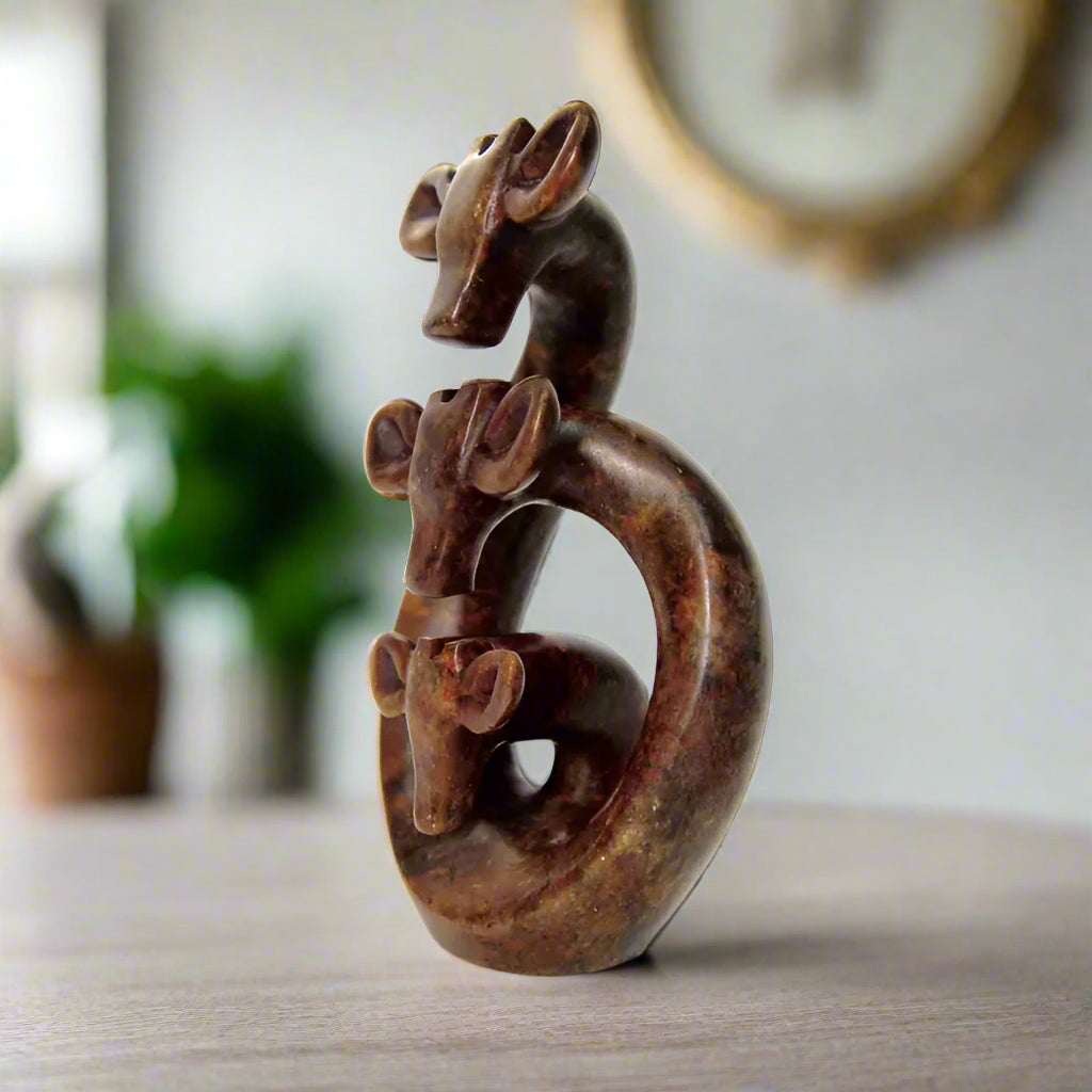 Stone Giraffe Family of Three