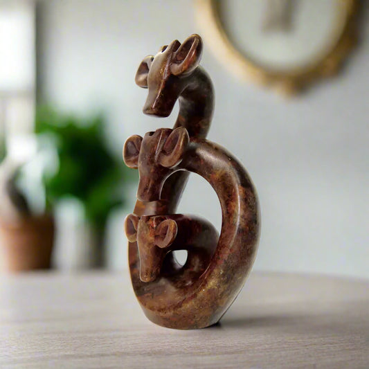 Stone Giraffe Family of Three
