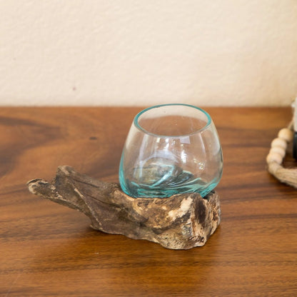 Blown Glass Vase On Chinaberry Wood