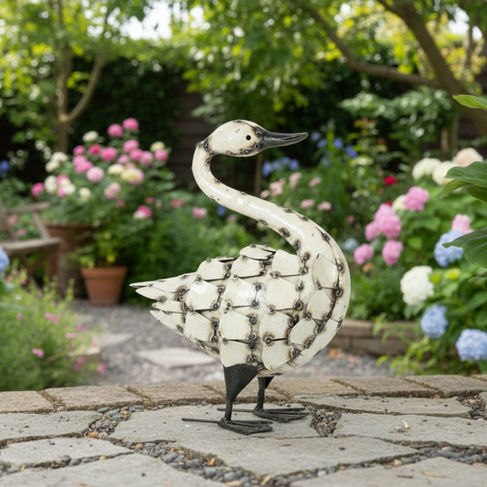 Feathered Swan Recycled Metal Sculpture