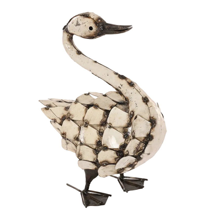 Feathered Swan Recycled Metal Sculpture