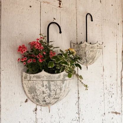 Galvanized Umbrella Wall Planters