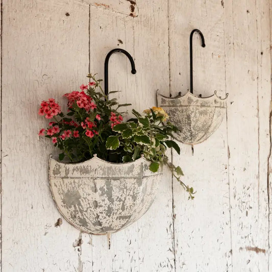 Galvanized Umbrella Wall Planters