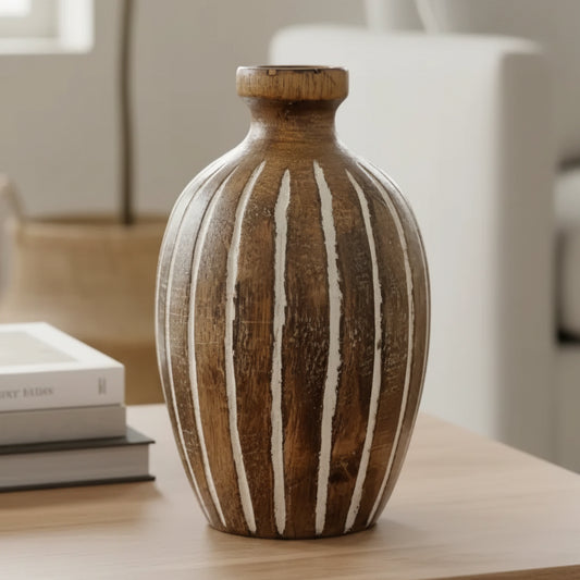 Small Striped Wood Vase
