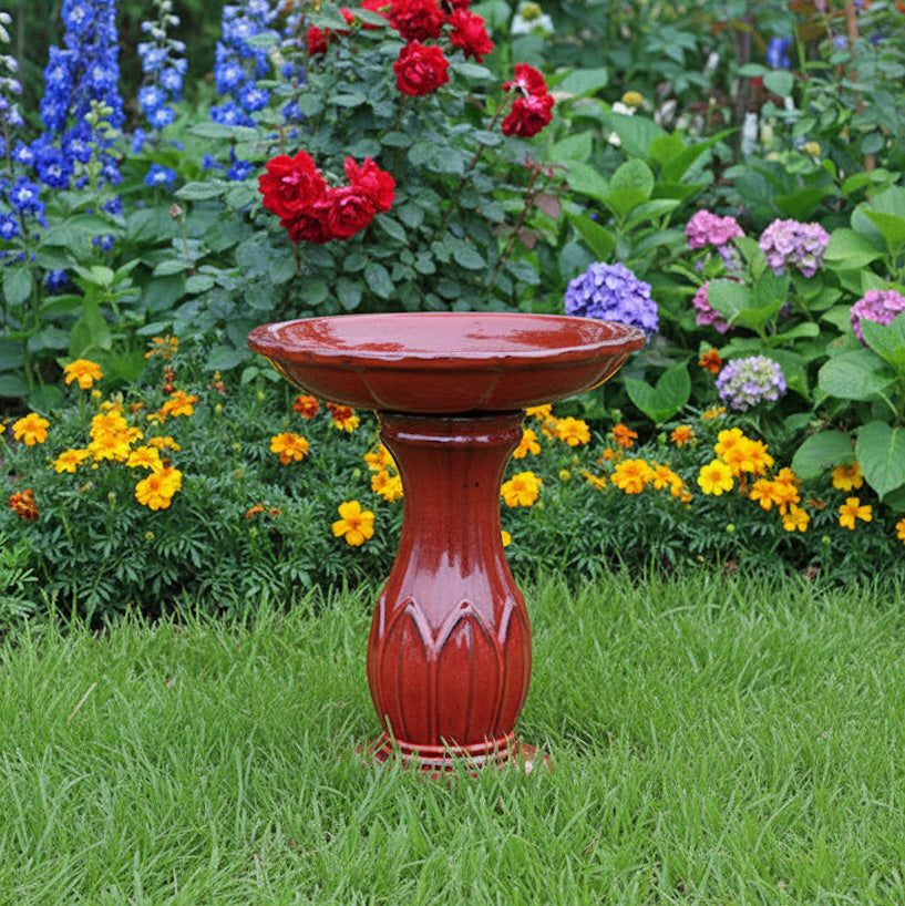 Birdbath – 16.5″D x 19.5″H Petal | Tropical Red