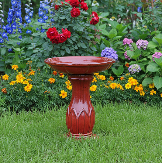 Birdbath – 16.5″D x 19.5″H Petal | Tropical Red