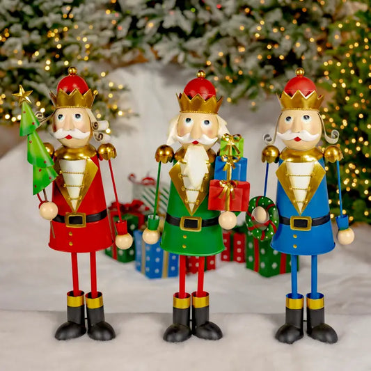 3 Assorted 2ft. Tall Metal Nutcracker Figurines