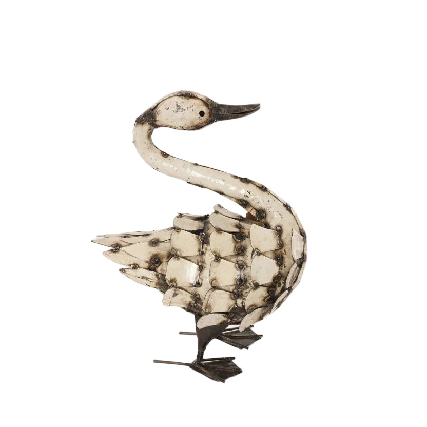 Feathered Swan Recycled Metal Sculpture
