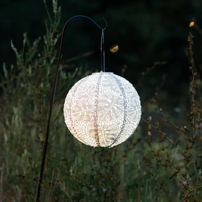 Stella Monstera 12" Globe Solar Lantern - Porcelain