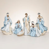 Nativity Set w/ Blue Leaf Pattern | 9.8"H